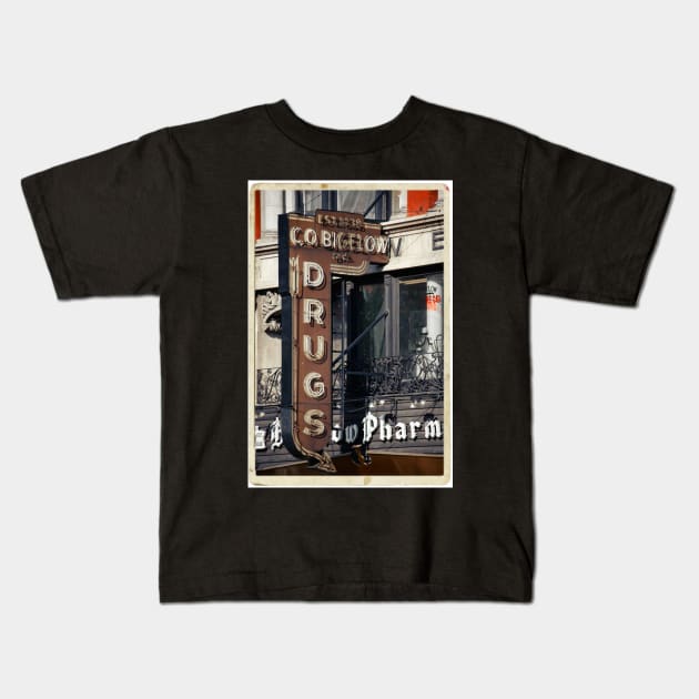 Drugstore in the West Village - Kodachrome Postcards Kids T-Shirt by Reinvention